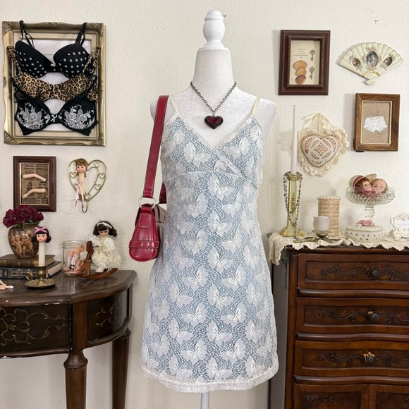 Hourglass Dresses & Skirts - y2k dainty coquette fairy butterfly lace mini dress